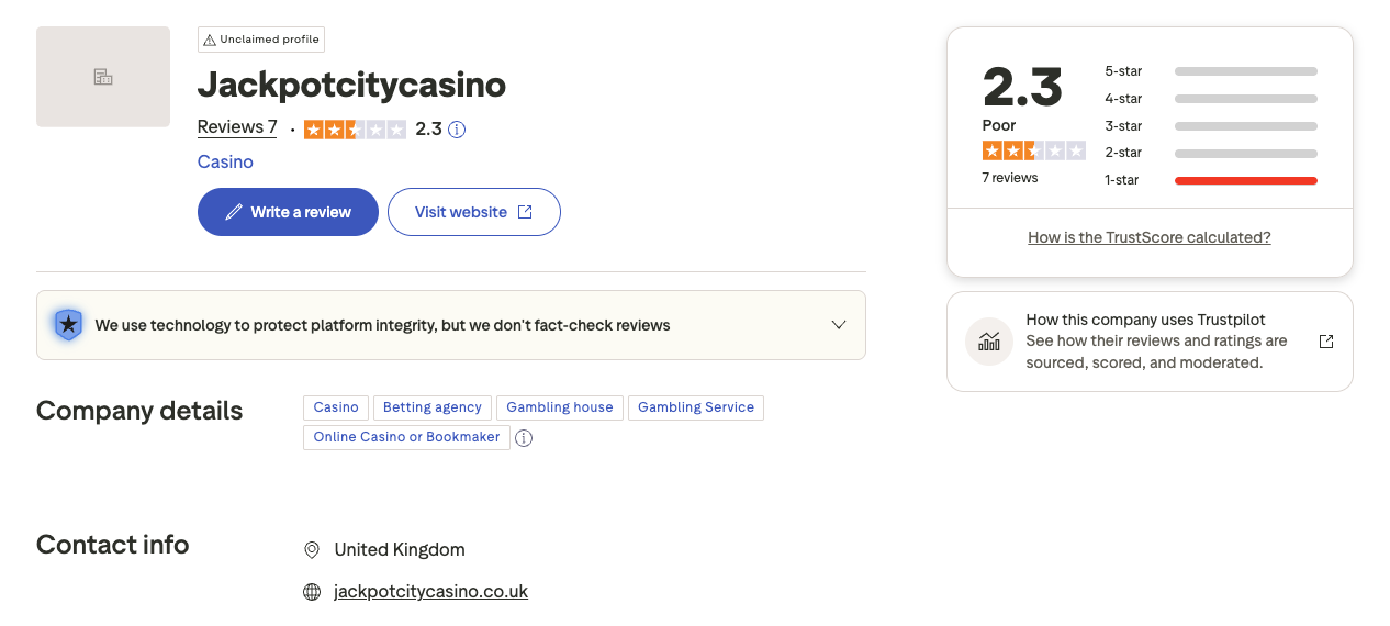 jackpot city review uk trustpilot
