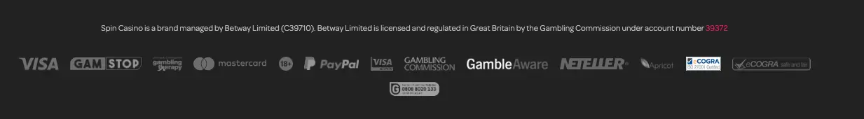 spin casino payment methods