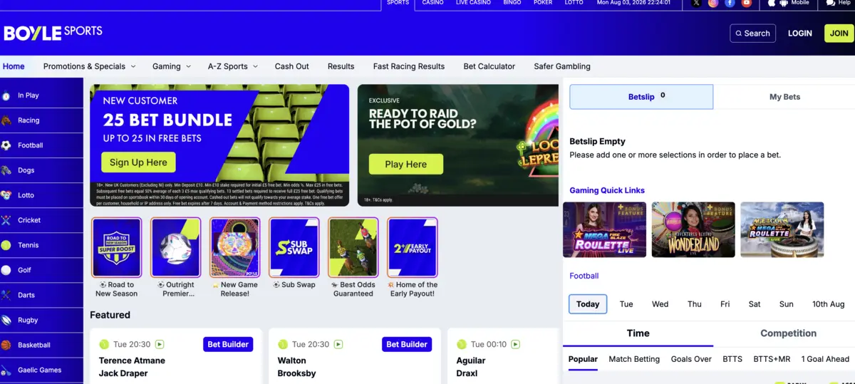 boylesports homepage